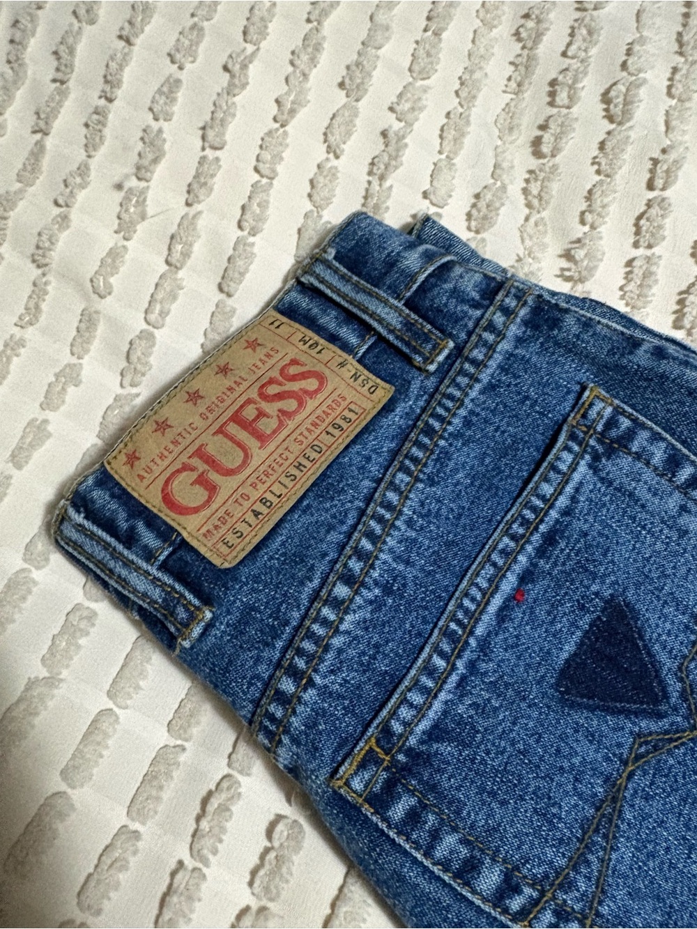 Vintage GUESS Blue Denim Jeans with Leather Logo Patch